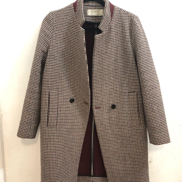 zara burgundy coat